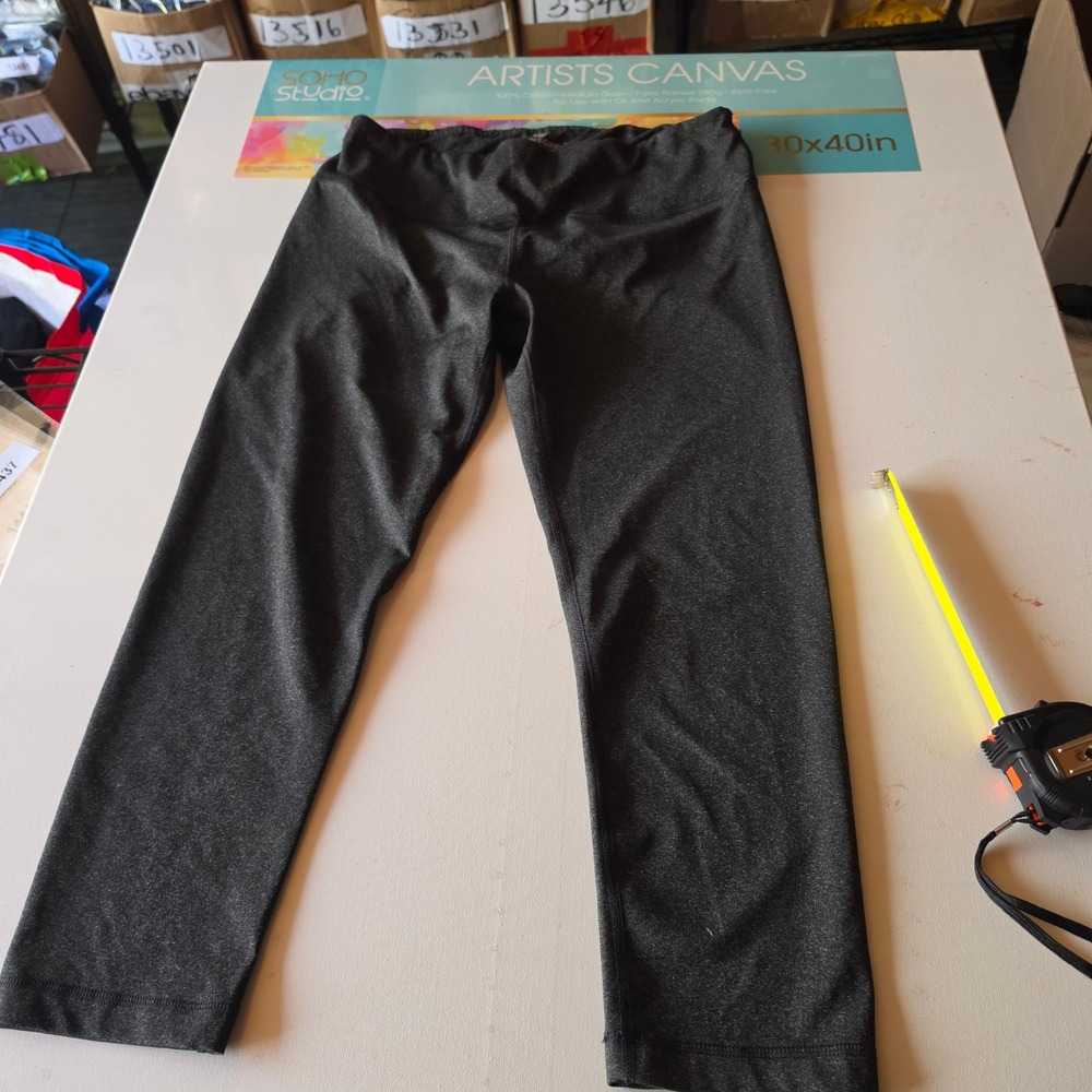 90 Degree by Reflex Womens Charcoal Gray Heather Capri Leggings Size Large